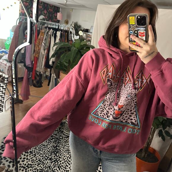 Daydreamer Def Leppard Too Late For Love Pullover Hoodie Pink Size Large - Picture 7 of 7